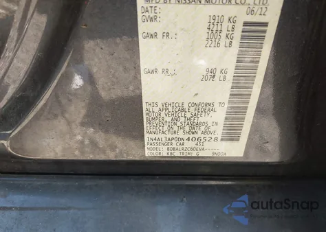 2013 Nissan Altima 2.5 S из США, поврежденный, VIN 1N4AL3AP0DN406528